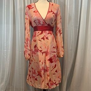 INC Pink & Red Silk Dress. Lined. Size 10